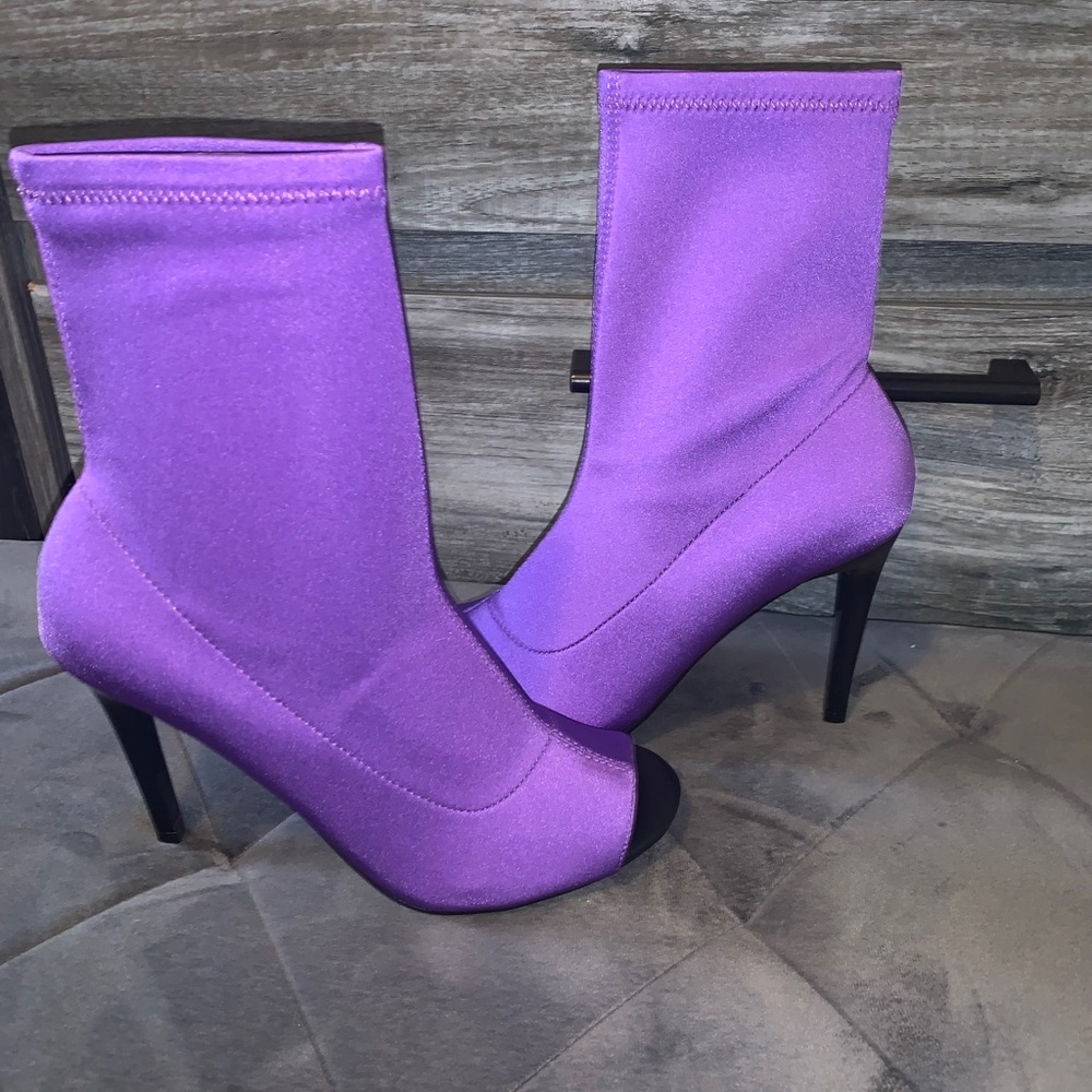 Purple peep toe booties